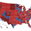 map showing the red sweep around the country in congressional races